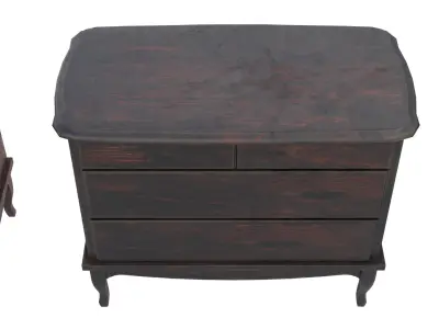 Bedside Wooden Floor Cabinet Low-poly 3D model