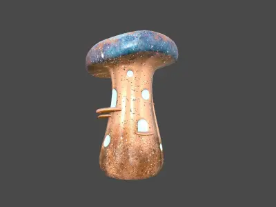 Fantasy Mushroom F05 Blue Orange - Scene Backdrop Design Low-poly 3D model