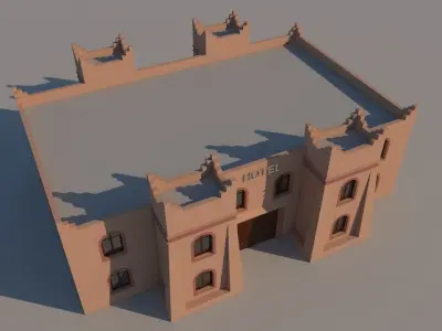 Traditional Moroccan Hotel Kasbah Style 3D model