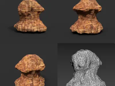 Low poly Mossy Cave Modular Column Pack Low-poly 3D model