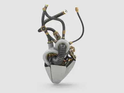  Sci-Fi Artificial Cyber Heart - High-Quality Photorealistic 3D Model 