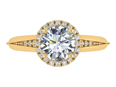 Classic Round-Cut Halo Engagement Ring  3D print model