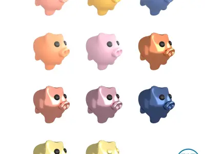 Piggy Bank V1 Pack 02 Low-poly 3D model purchase