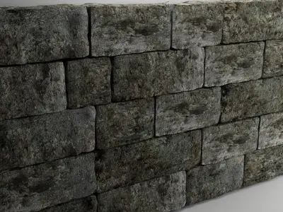 High Poly Natural Stone Wall 3D model