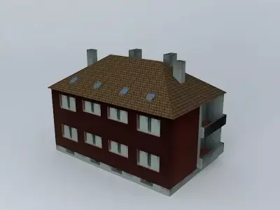 Small Slanted Roof Building Low-poly 3D model