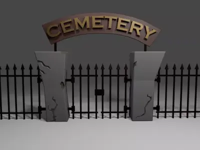 Cemetery Gate - Portao do Cemiterio Low-poly 3D model