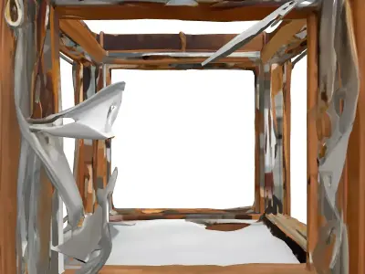 Rustic Wooden Frame Plastic Cover Low-poly 3D model