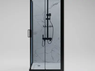 Super Modern Shower Cabin Glass Bathroom Set 3D model