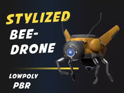 Stylized bee drone Low-poly 3D model