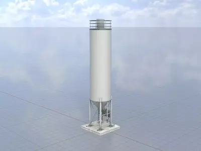 Industrial cement silo version 1 Low-poly 3D model