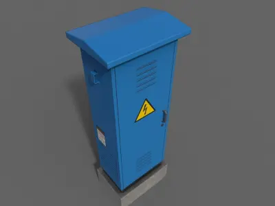 PBR Electric Box Blue V2 Low-poly 3D model