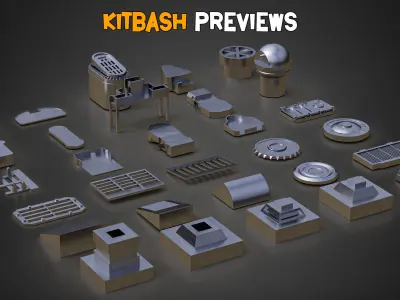 100 HardSurface Kitbash and IMM Brush  Vol 02 Low-poly 3D model