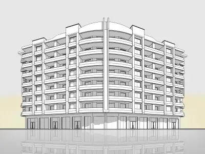 Residence Architectural 3d Model with Render Scene Low-poly 3D model