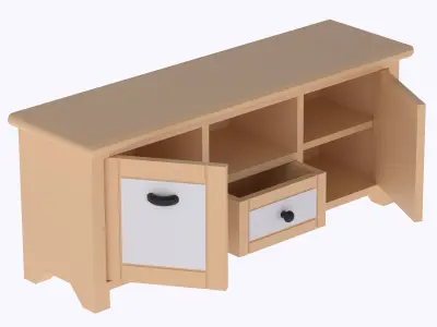Living room cabinet with functional doors shelves and drawer  3D print model