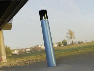 Low-Poly Blue Light Column 27 - Street Light Set-9 Low-poly 3D model