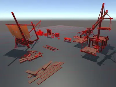 Stylized Shipwreck and Pier 3D game ready assets Low-poly 3D model