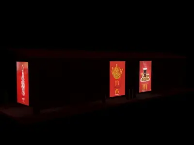 Large bus stop v1 night 3D model