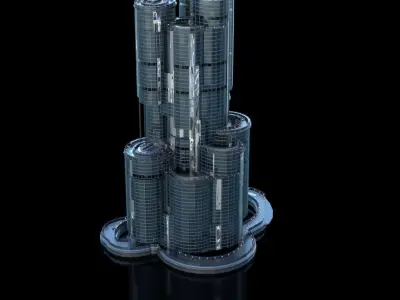 Futuristic Future Modern City Building Skyscraper 02 3D model