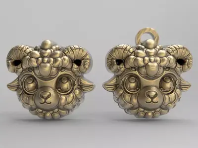 cute little ram head pentant  3D print model