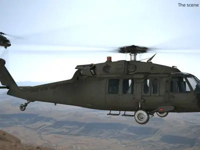  Sikorsky UH 60 Black Hawk Helicopter US Army Green Rigged 