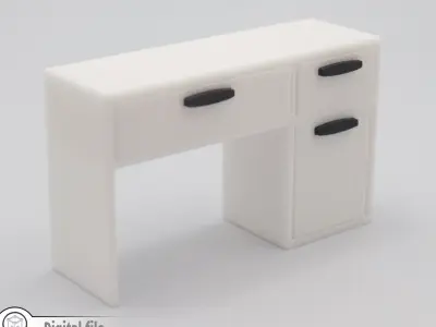 Classic Desk with functional door drawers  3D print model purchase