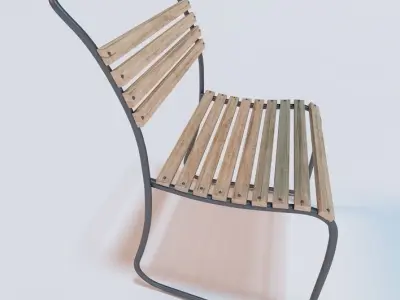 1930 s Belgian Stacking Wood Sidechair 3D model