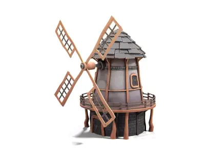 Stylized Windmill 01 PBR Low-poly 3D model