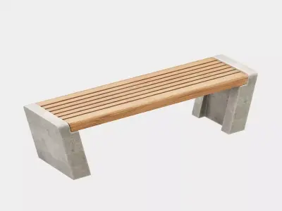 Modern Concrete Wood Bench 3D model