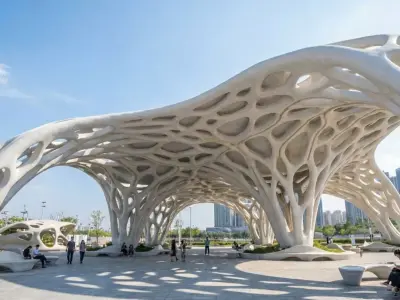 Futuristic Canopy Structure Abstract Architectural 3D Model  Low-poly 3D model