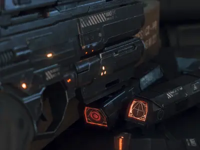 Gun and Boxes SciFi - PBR 3D Asset Kit Low-poly 3D model