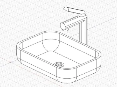 Sink Washbasin for Doll House and Barbie House 3D Print Model 3D print model