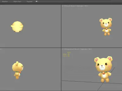 cartoon light yellow toy bear Low-poly 3D model