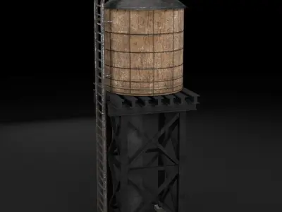 reservoir 3d model PBR water tower Low-poly 3D model
