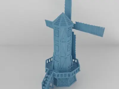 Medieval WindMill Tabletop Terrain 25 mm 3D print model