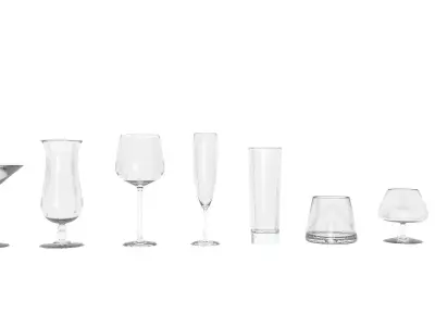 Party alcohol cocktail glasses drink set collection 3D model