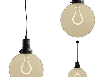 PB Classic Ribbed Glass Globe Pendant 3D model