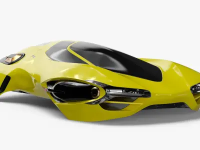 Futuristic Flying Vehicle Yellow 