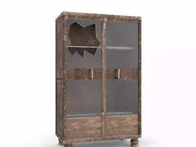 Showcase wooden cabinet with glass doors 3D model