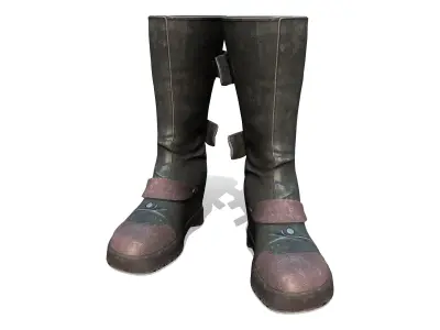 Apocalyptic Grunge Calf Boots Low-poly 3D model