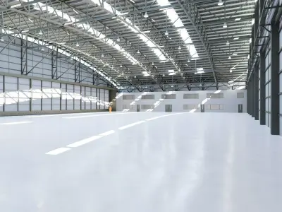 Airplane Hangar Interior 8 Low-poly 3D model