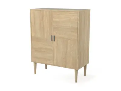 Sideboard PBR low-poly cabinet with two doors Low-poly 3D model