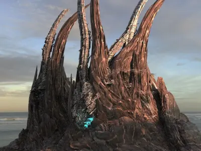 Alien Assassin Cliffs Base 2 structures 3D model