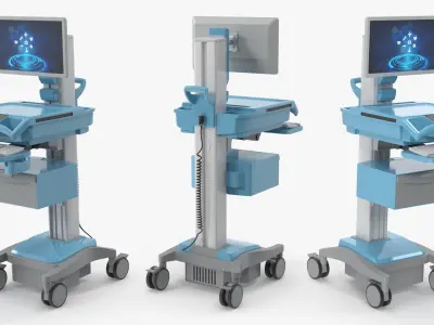  Clinical Workstation Cart with Patient Bed 