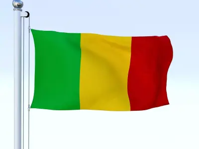 Animated Mali Flag Low-poly 3D model