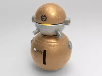 meccha robot with golden body 3D model