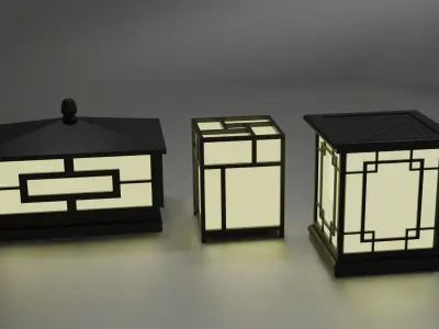 Japanse style candles Low-poly 3D model