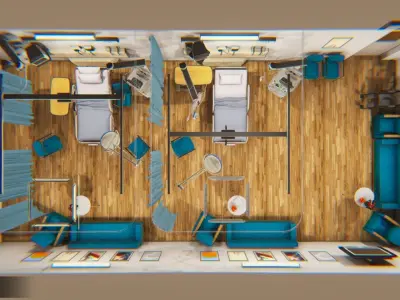 Clinic - Hospital room Low-poly 3D model