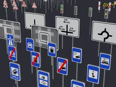 3D Road Signs - PSX Style Low-poly 3D model