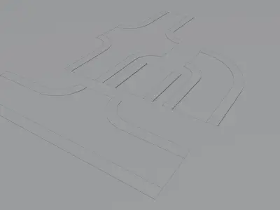 Modular roads Low-poly 3D model