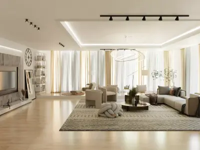 Scene interior with fully well make furniture 3D model